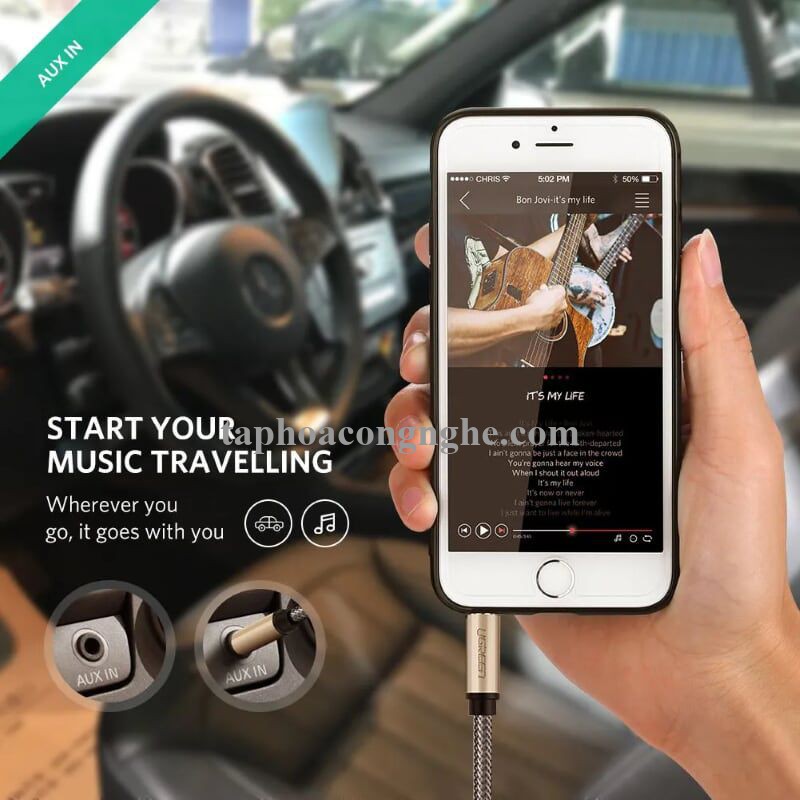 Ugreen 10605 3M màu Xám Cáp âm thanh 2 đầu 3.5mm dương cao cấp AV125 30010605